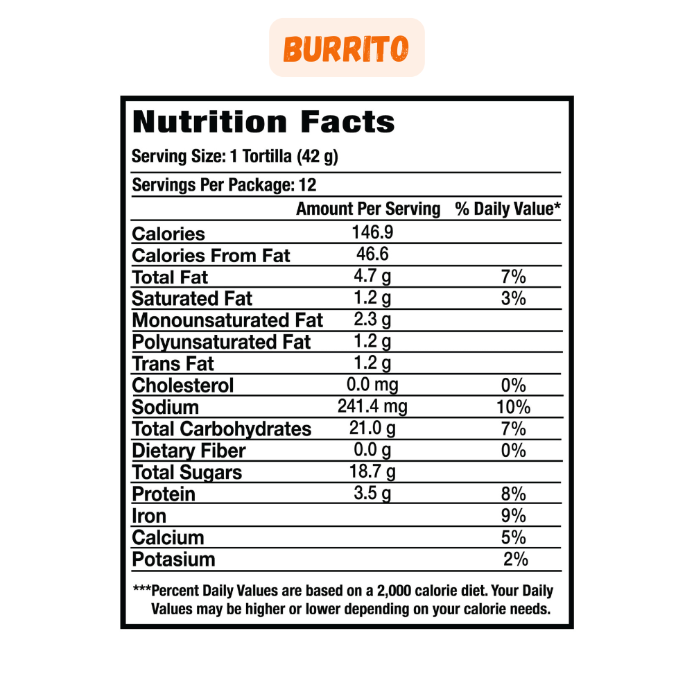 Burrito Box - 10 Dozen (Fresh Sonoran Flour Tortillas)