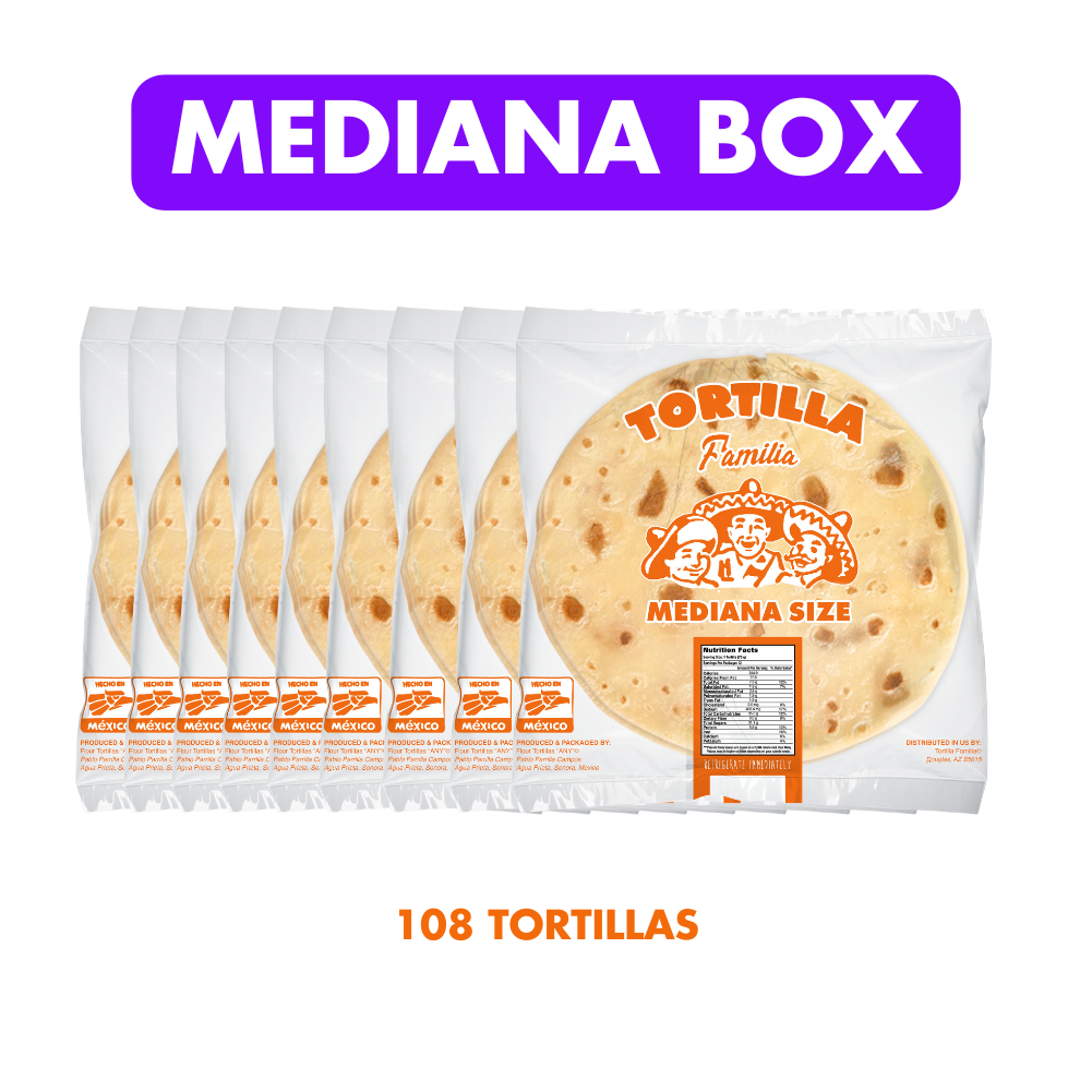 Mediana Box- 9 Dozen (Fresh Sonoran Flour Tortillas)